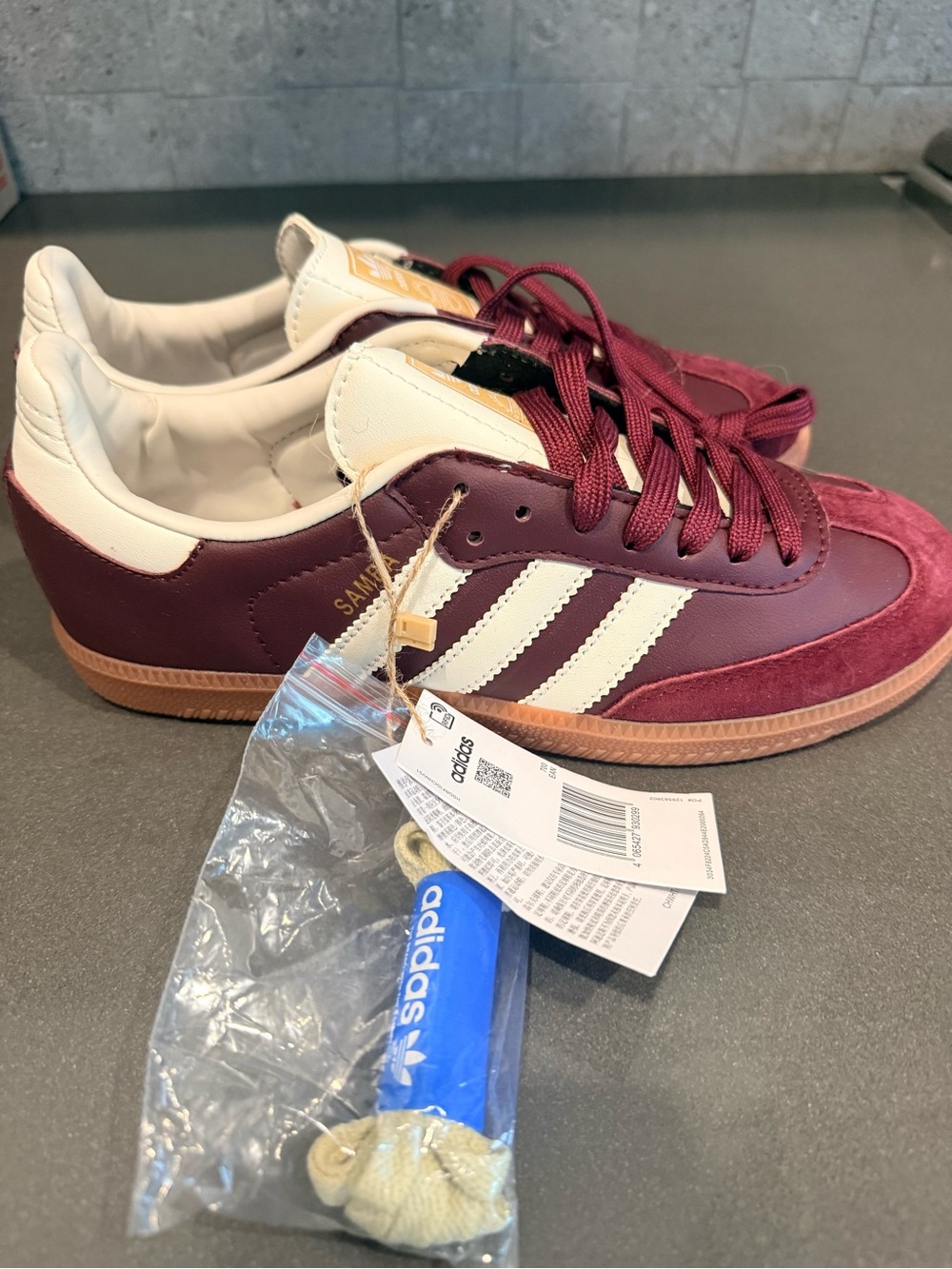 adidas Samba Maroon and Cream Sneakers with Gum Sole